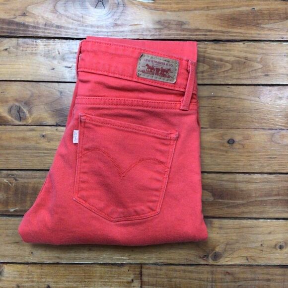 LEVI’S jeans coral denim Demi curve modern rise skinny tangerine low waist 25 - Picture 1 of 11